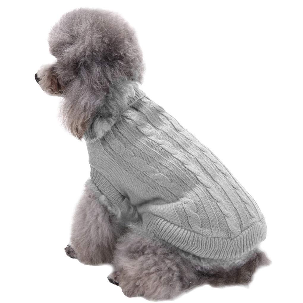 Chborchicen Small Dog Sweaters Knitted Pet Cat Warm Dog Sweatshirt Winter Clothes Kitten Puppy Sweater (Small, Grey)