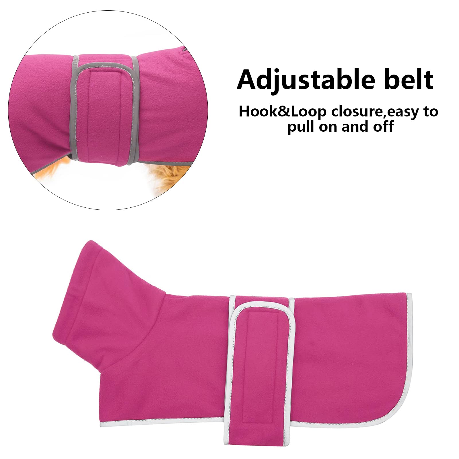 Dachshund Coats Sausage Dog Fleece Coat In Winter Miniature Dachshund Clothes With Hook And Loop Closure And High Vis Reflective Trim Safety - Pink - M