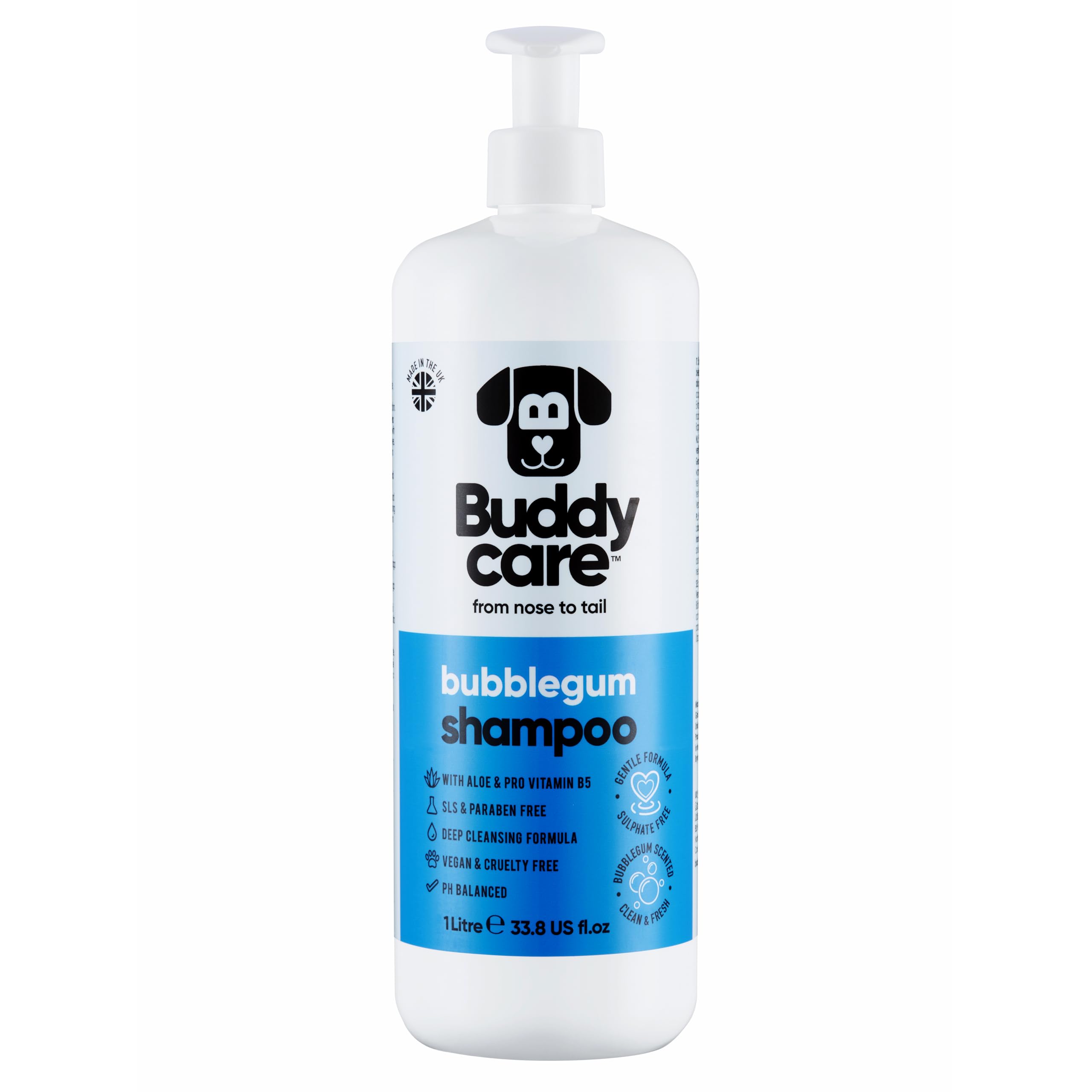 Bubblegum Dog Shampoo By Buddycare | Deep Cleansing Shampoo For Dogs | Bubblegum Scented | With Aloe Vera And Pro Vitamin B5 (33