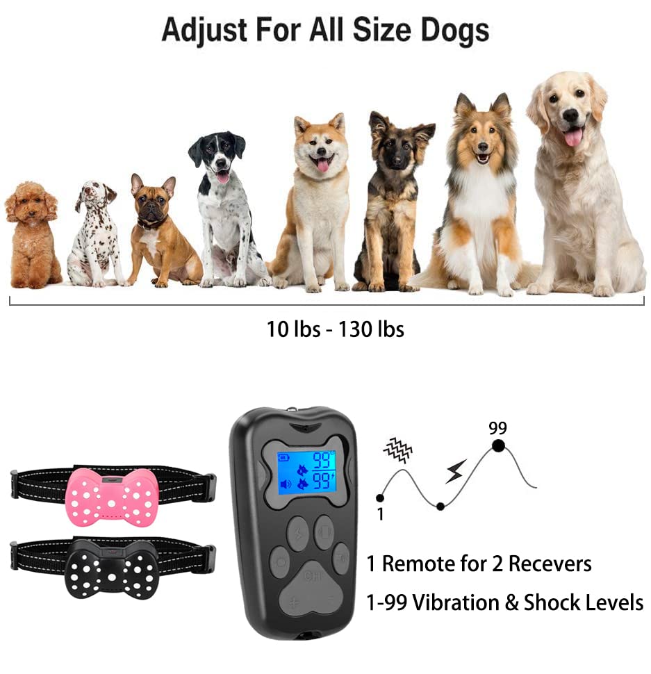 Shock Collar For 2 Dogs, Rechargeable Electric Dog Training Collar, 3000Ft Remote Range Dog Training Collar With Beep Vibration And Shock, For Small Medium Large Dogs