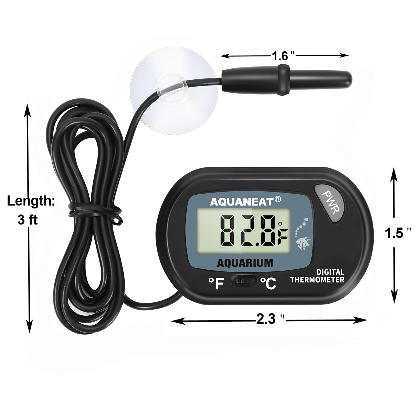 Aquaneat 2 Pack Aquarium Thermometer, Fish Tank Thermometer, Digital Thermometer, Reptile Thermometer, Terrarium Water Temperature Test, With Large Lcd Display