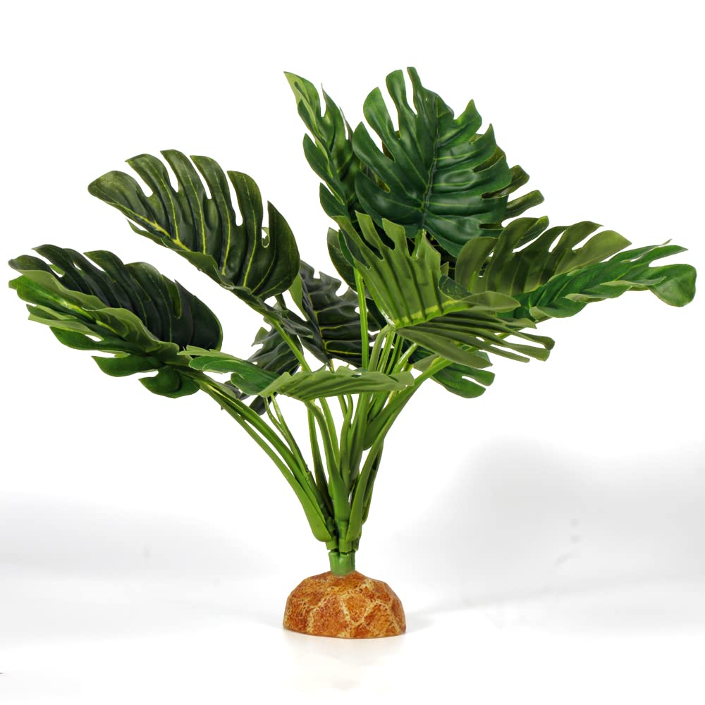 WOLEDOE Fake Monstera Plants, Reptile Terrarium Decor, Bearded Dragon Tank Accessories fit Crested Gecko Leopard Lizard Chameleo