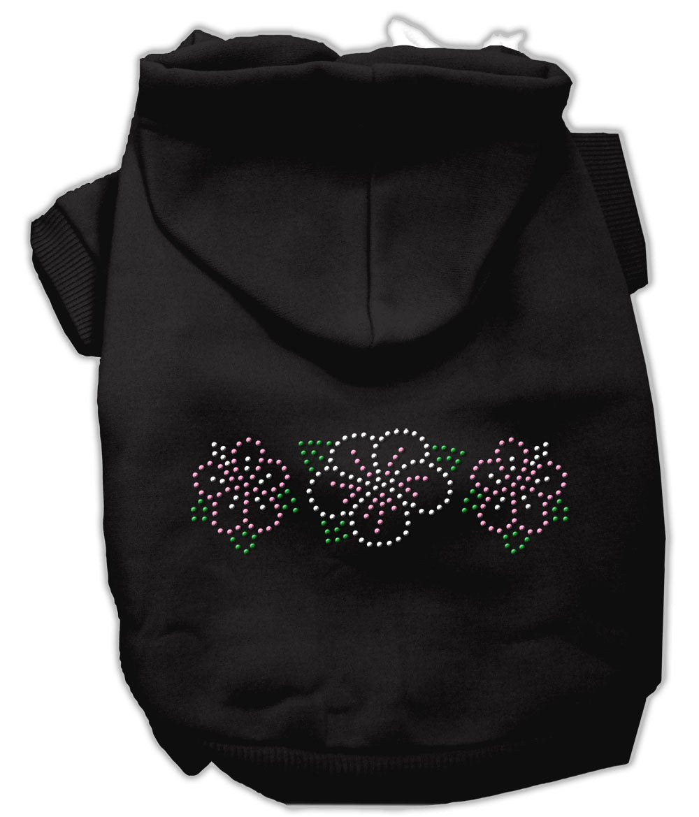 Mirage Pet Products 54-79BK Tropical Flowers Rhinestone Black Hoodie, X-Small