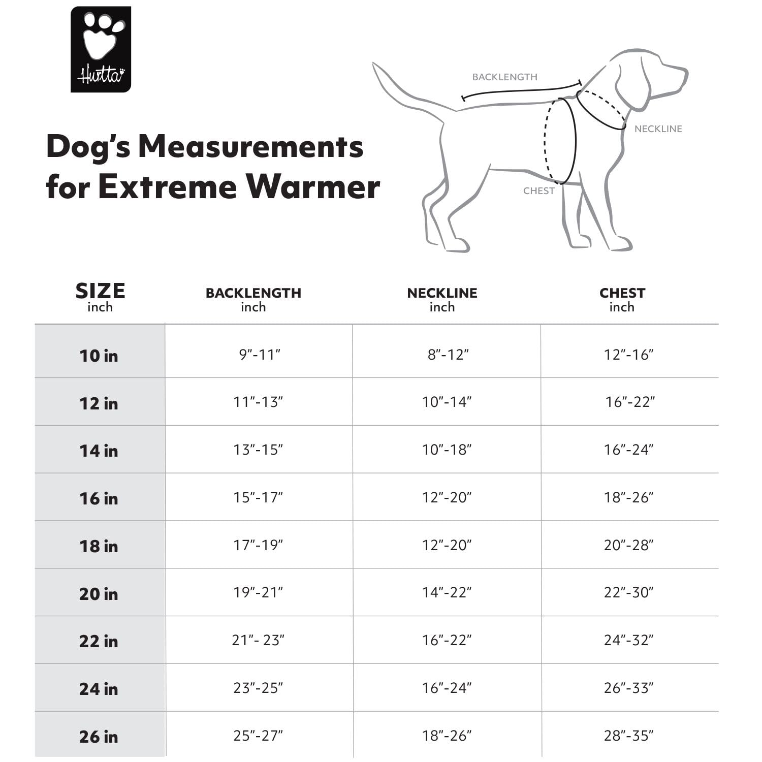 Hurtta Extreme Warmer, Dog Winter Jacket, Granite, 18 In