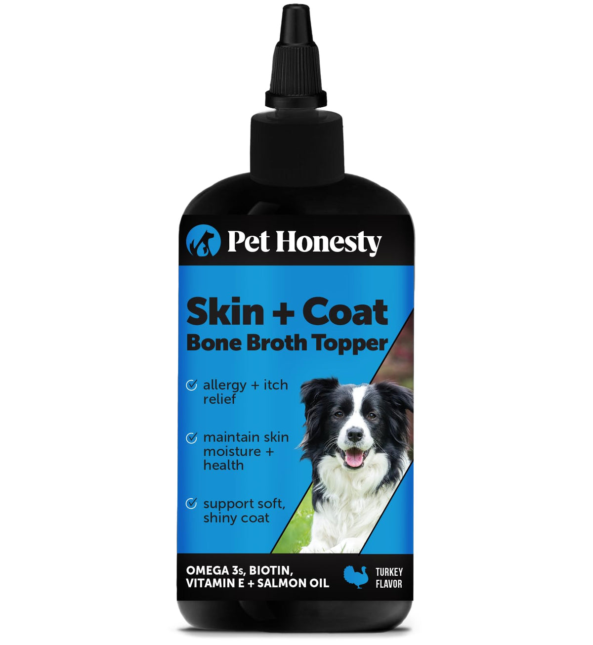 Pet Honesty Dog Skin And Coat Supplement With Salmon Oil For Dogs - Allergy Itch Relief + Skin & Coat Health, Dog Food Topper Bone Broth With Salmon Oil, Collagen, Biotin + Vitamin E (12 Oz)