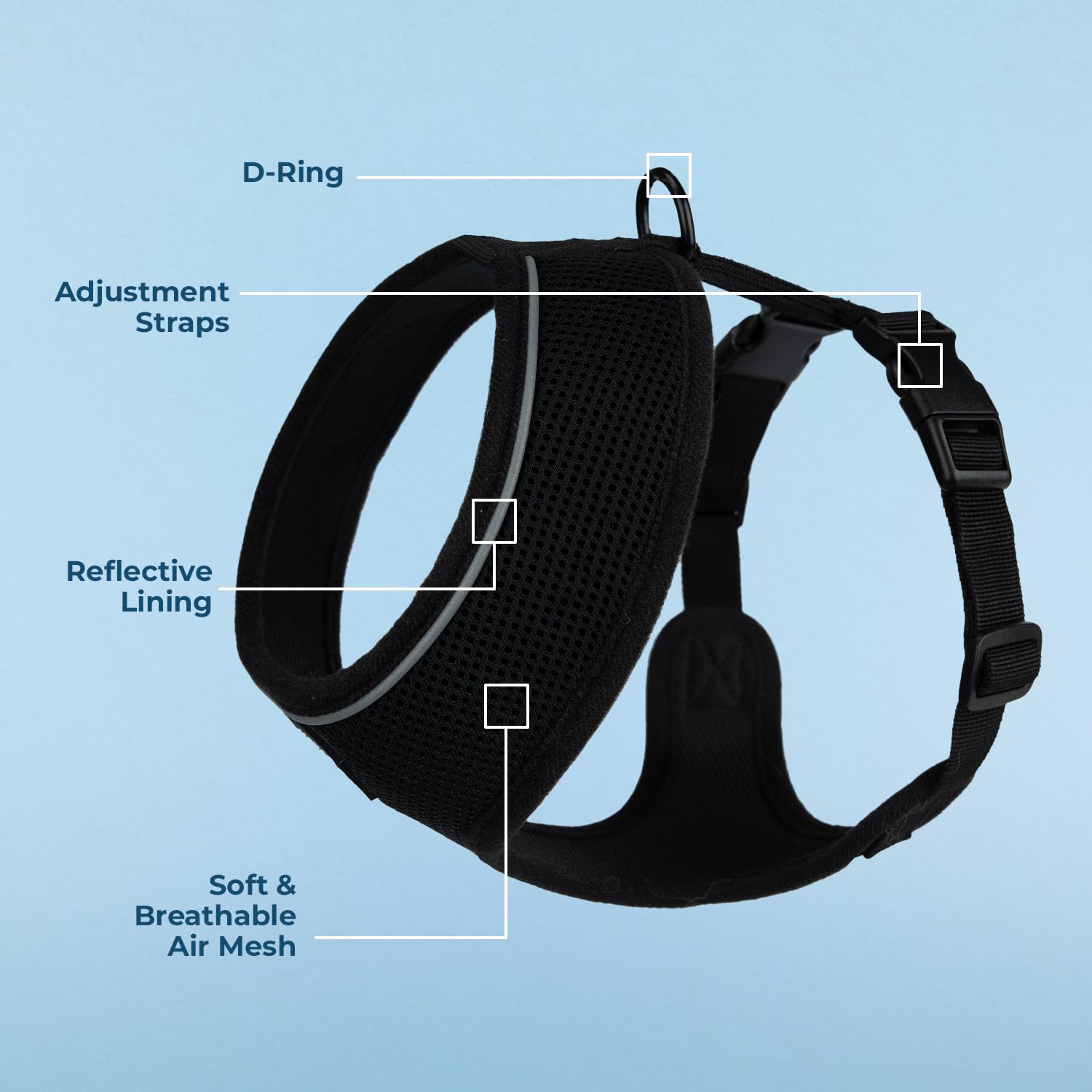 Best Pet Supplies Voyager Aerolite No Pull Mesh Dog Harness, Reflective, Breathable Harness, Adjustable For Walking, Training, Running, Heavy Duty And Durable, 220 Style (Black), M (Chest: 17-21').