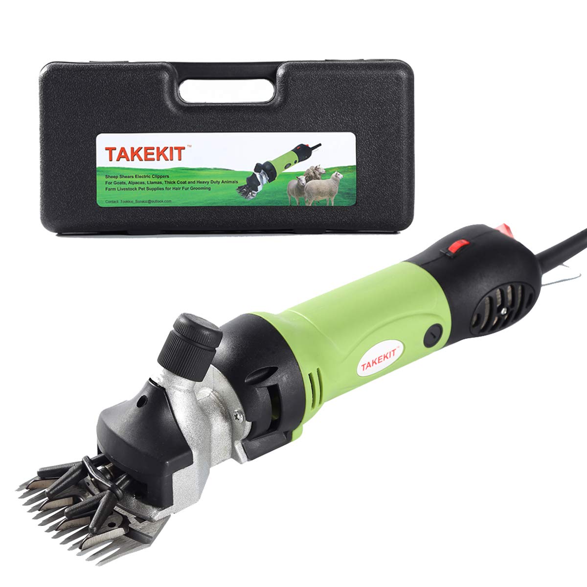 Takekit Sheep Shears Professional Electric Sheep Clippers For Sheep Alpacas Llamas And Large Thick Coat Animals Grooming, 6 Speeds Control Big And Heavy Sheep Trimmer, 380W