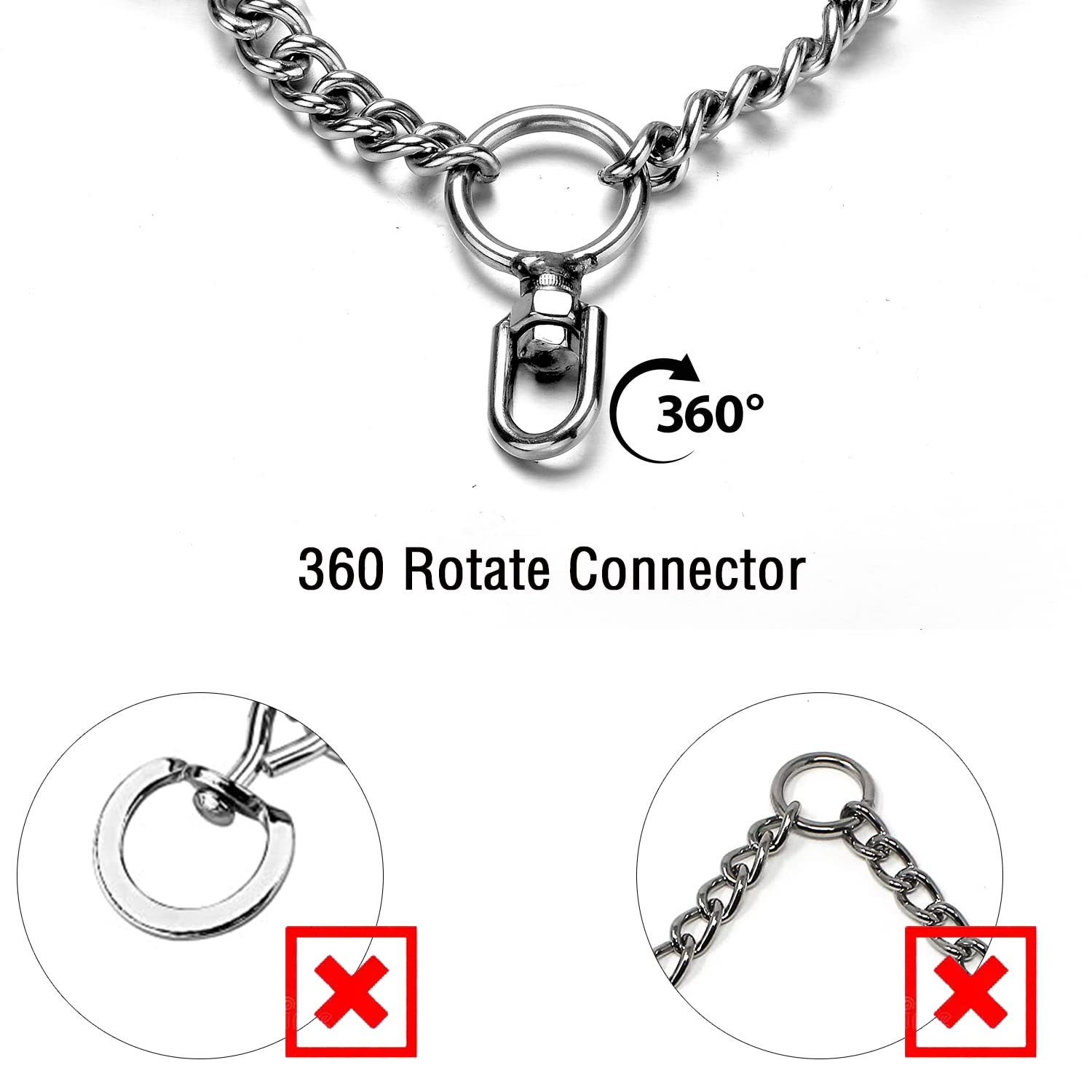 Fas Plus Dog Prong Collars, Prong Pinch Collar For Dogs With Quick Release Buckle No Pull Choke Collar Adjustable Stainless Stee