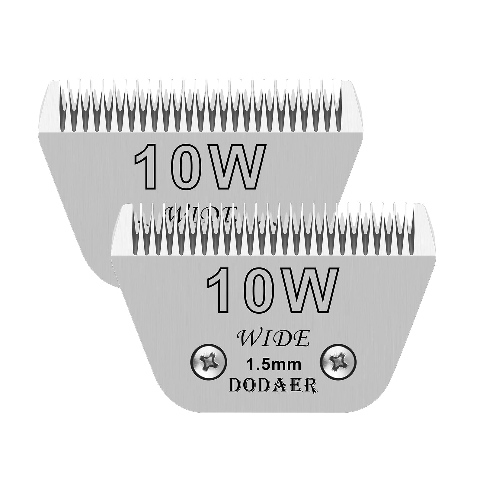 Dodaer 2 Pack 10 Wide Blades For Dog Grooming,Compatible With Andis,Oster A5,Wahl Km10 Clippers,Cutting Length 1/16''