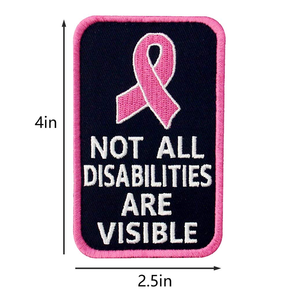Service Dog Medical Not All Disabilities Are Visible Alert Vest/Harnesses Morale Tactical Patch Embroidered Badge Fastener Hook & Loop Emblem, 6 Pcs, Pink