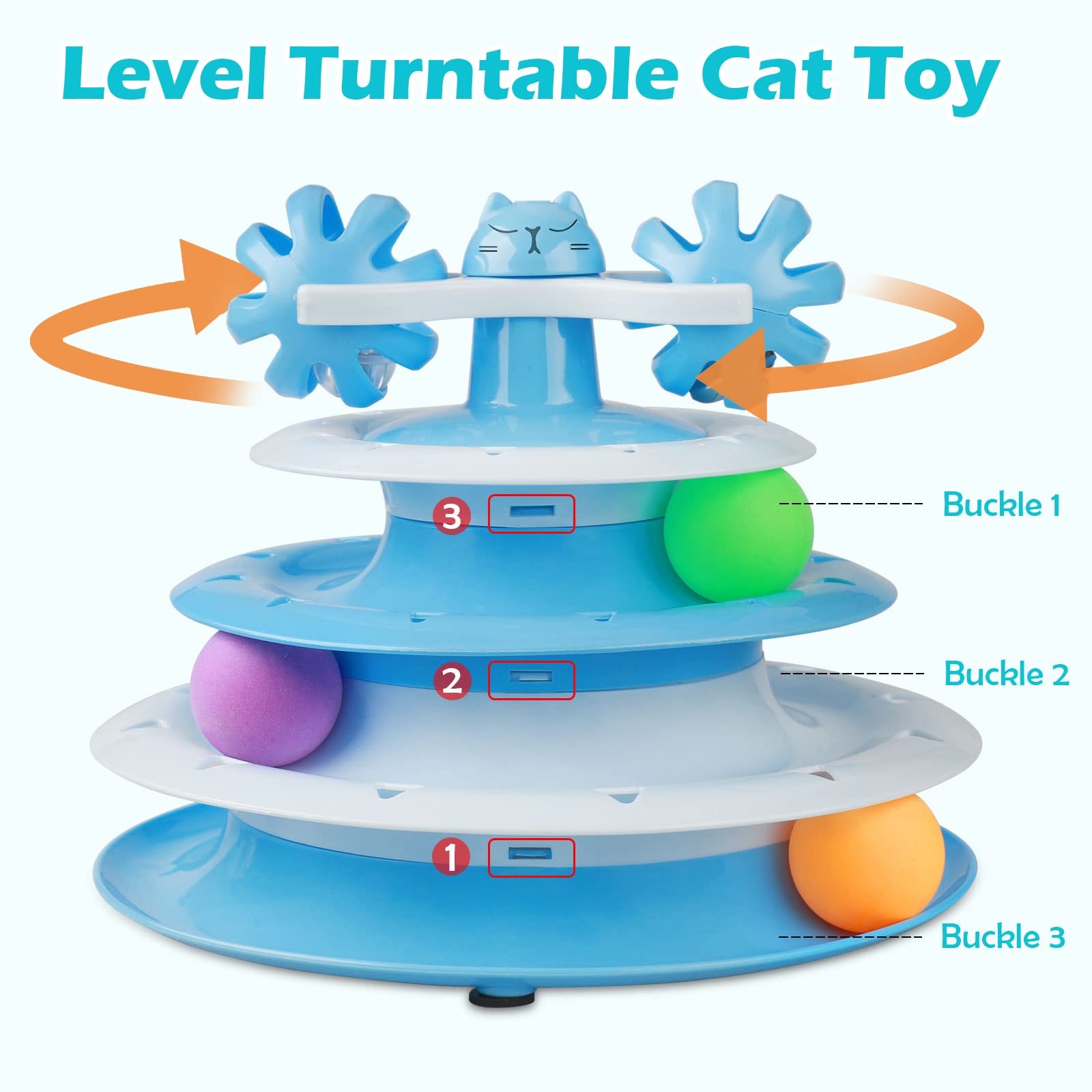 Upsky Cat Toy Roller 4-Level Turntable Cat Toy Balls With Three Colorful Balls And Bell Ball X Turntable Interactive Kitten Fun