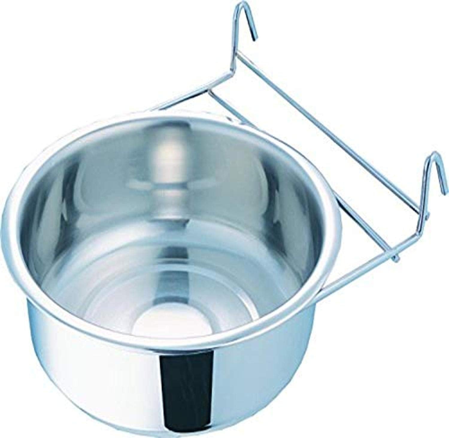 Indipets Stainless Steel Bird Coop Cup With Hook Holder - 5Oz - Attach Directly To Any Wire Cage