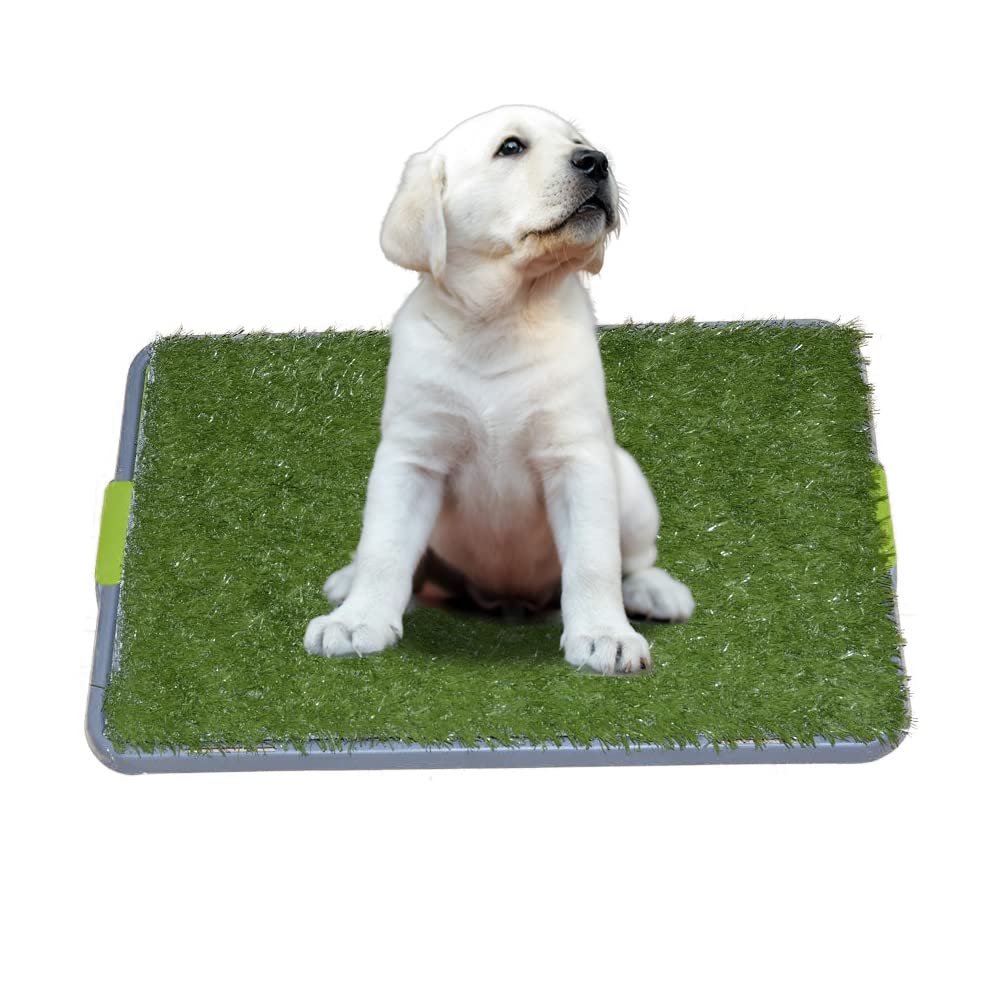 Dog Potty With Artificial Grass-Reusable 3-Layer Synthetic Training Tray That Acts Like A Dog Litterbox-Fake Grass That Dogs Prefer Over Dog Pee Pads Or Puppy Pad