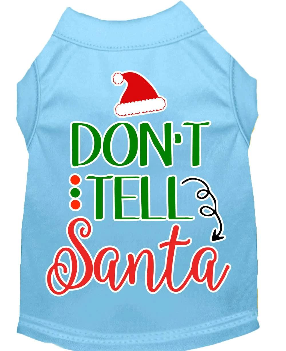 Christmas Pet Dog & Cat Shirt Screen Printed, &quot;Don't Tell Santa&quot; Yellow SM (3-6 lbs.)