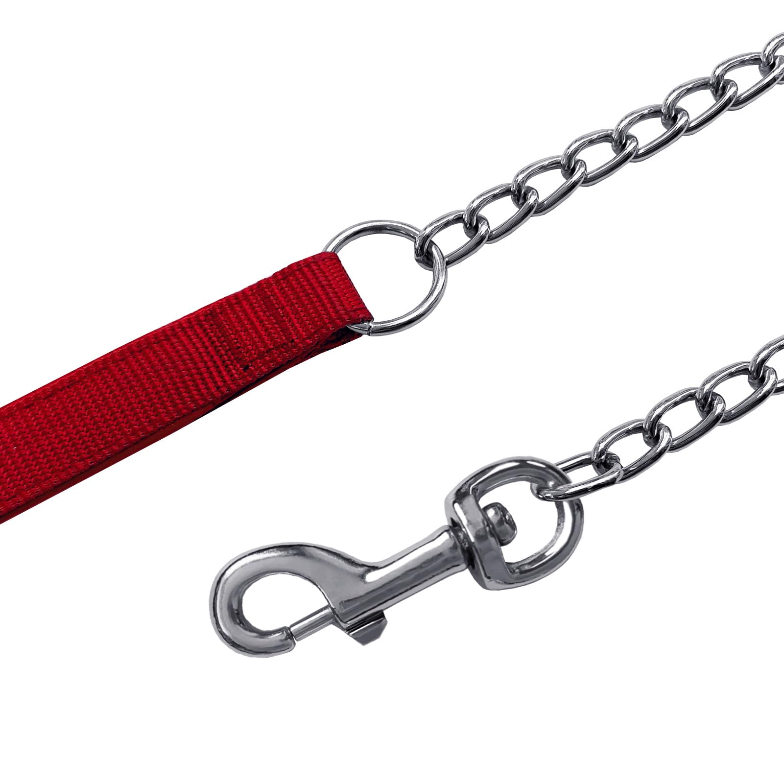 Mystercome Chain Dog Leash With Padded Handle, Durable Chew Proof For Medium And Large Dogs (4 Ft X 3.0 Mm)