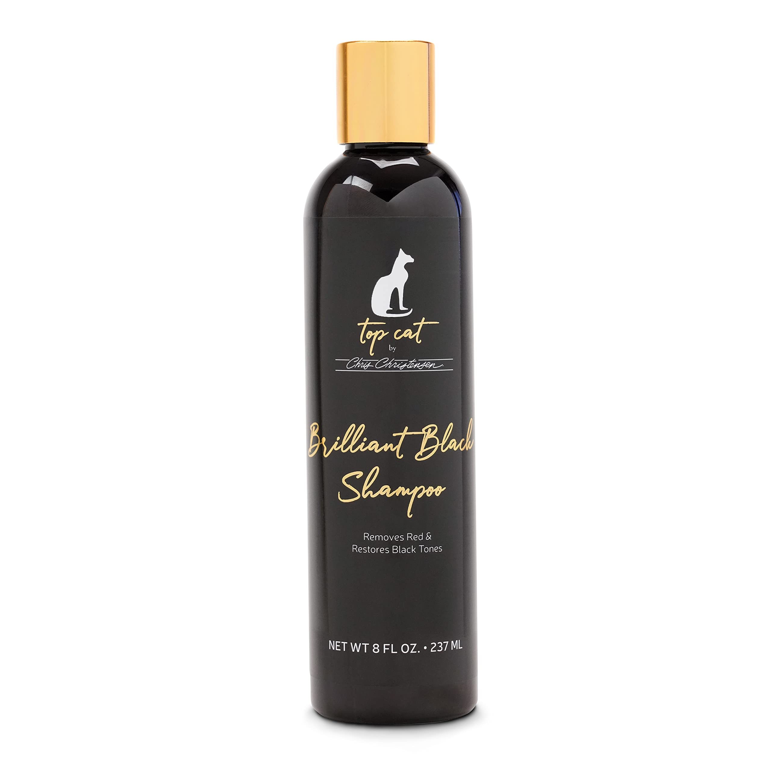 Chris Christensen Top Cat Brilliant Black Shampoo for Cats, Groom Like a Professional, Removes Red, Restores Black Tones, Made i