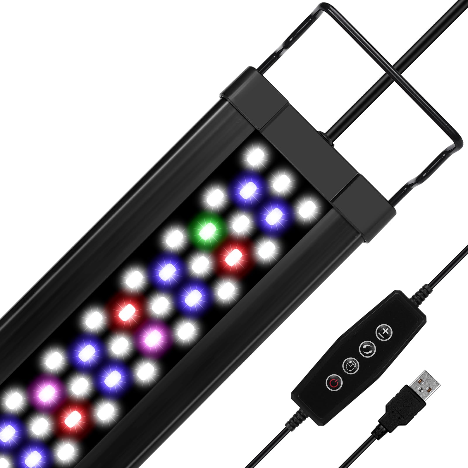 Zingbabu USB Aquarium Light,10W Full Spectrum Fish Tank Lights with Timer, Adjustable Extendable Bracket for 12-20 Inch Aquarium