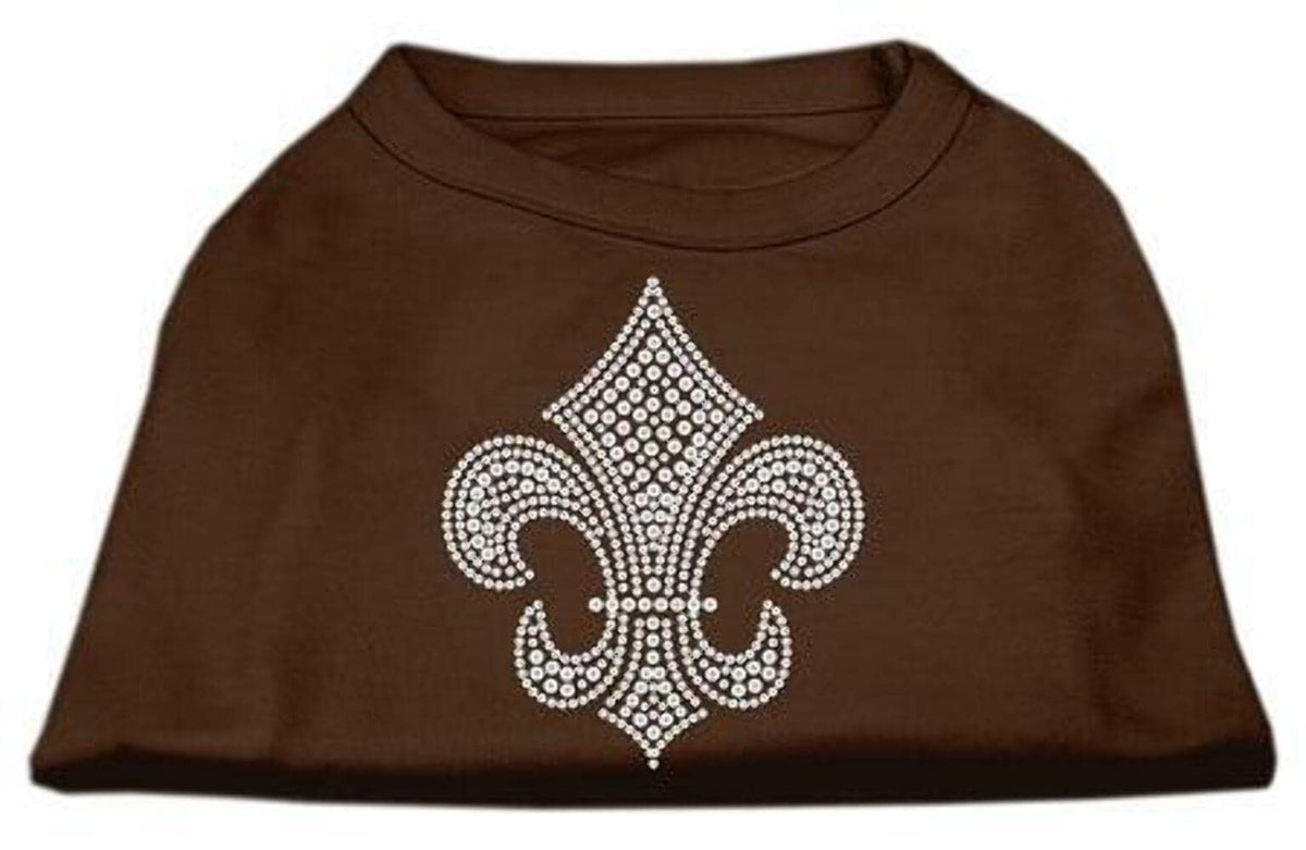 Pet Dog & Cat Shirt Rhinestone, 'Silver Fleur De Lis' Brown Md (6-10 Lbs.)