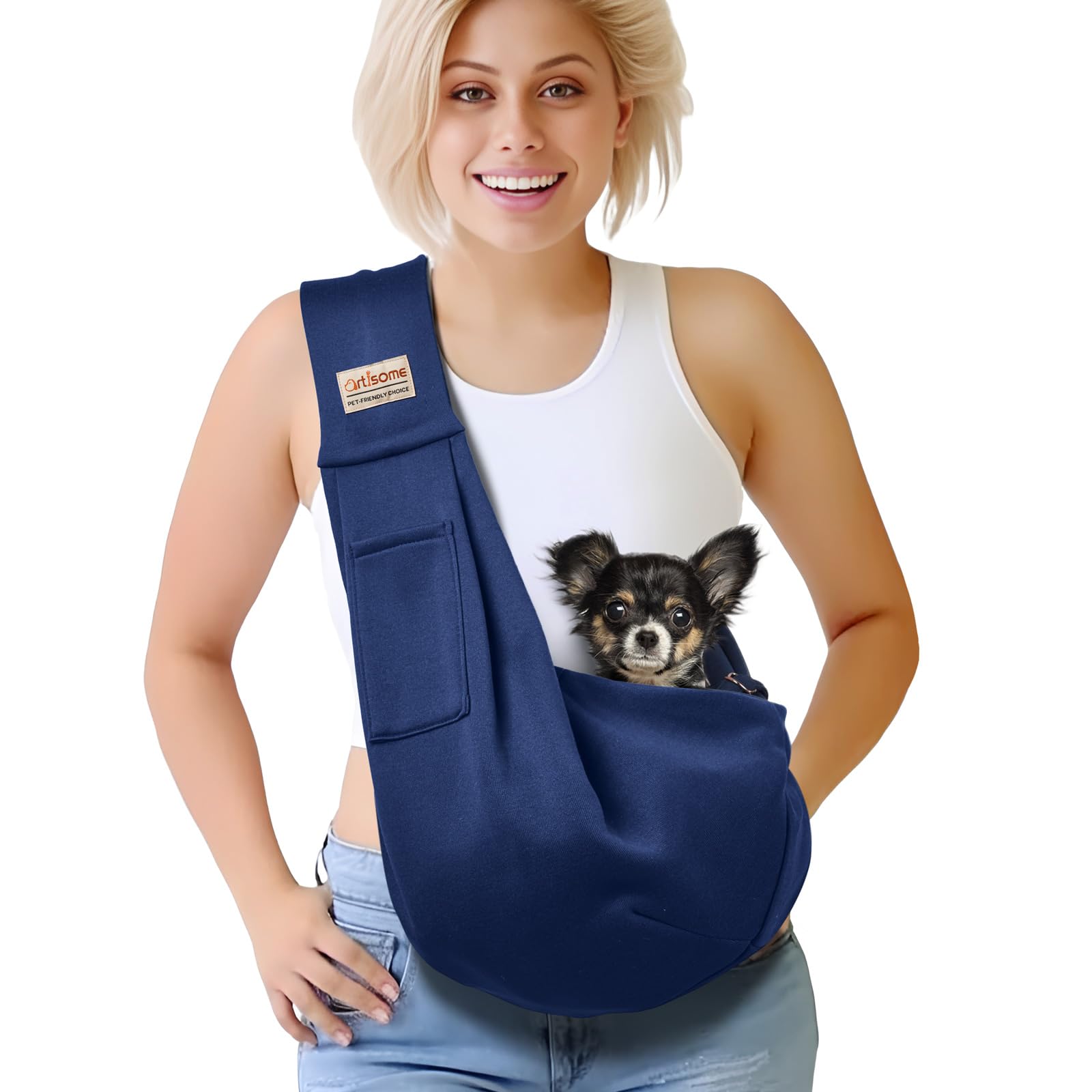 Artisome Pet Dog Sling Carrier For 3-10 Lbs Pet,Dog Purse Pouch,Dog Satchel,Reversible Unadjustable Strap Travel Hand-Free Safe 