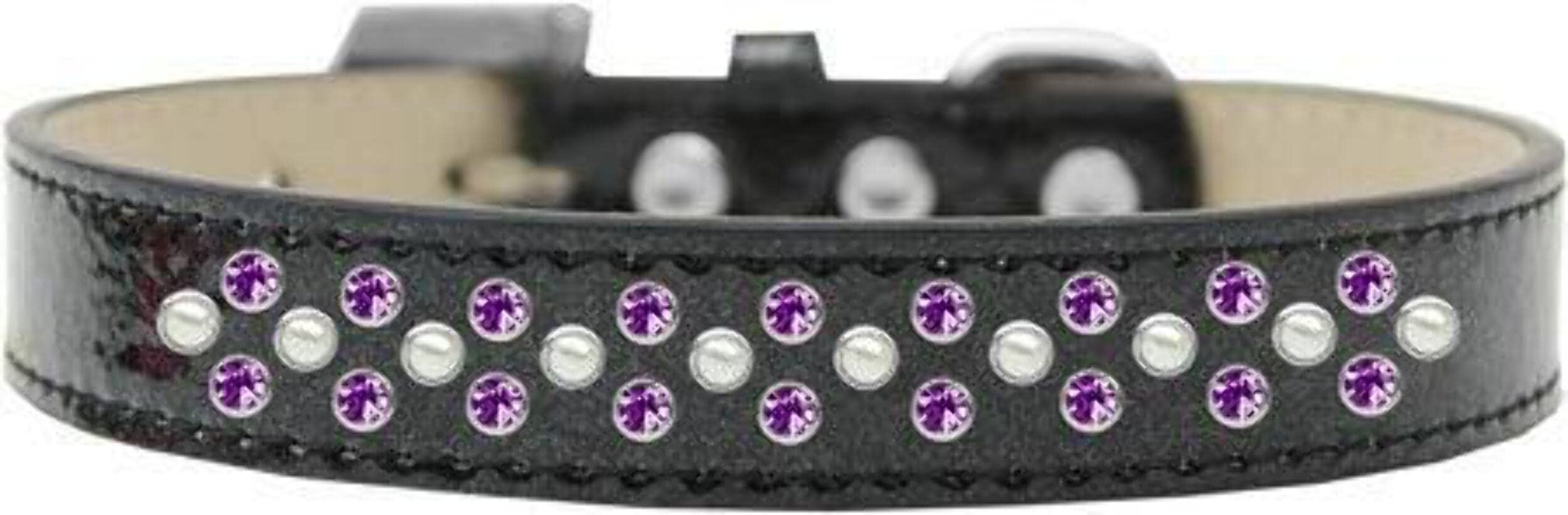 Mirage Pet Products Sprinkles Ice Cream Dog Collar with Pearl and Purple Crystals, Size 18, Black