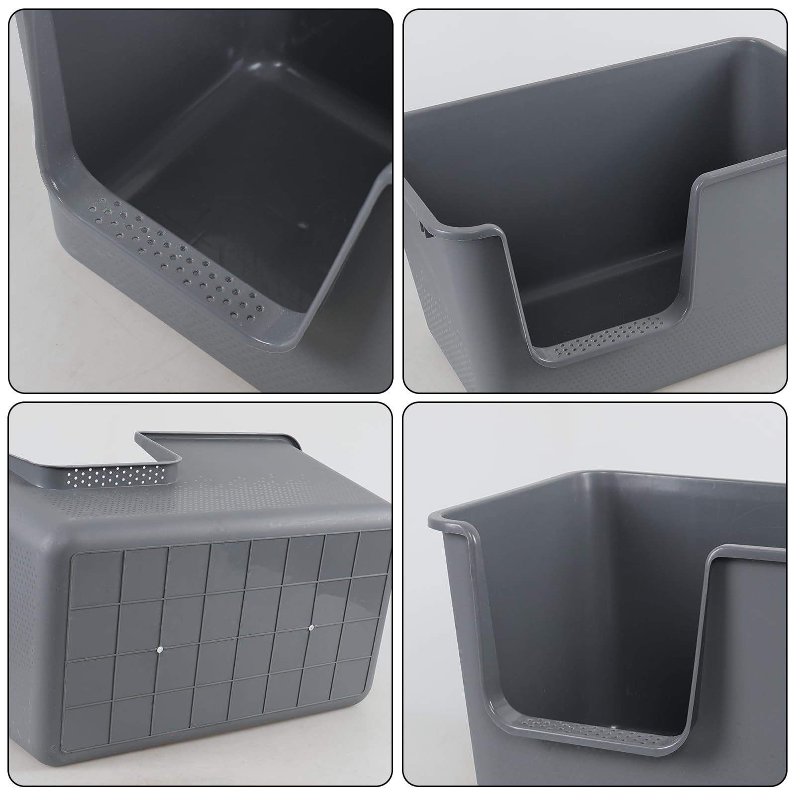 Callyne Set Of 4 Large Open Top Cat Litter Box, Anti-Splashing High Side Cat Litter Tray With Litter Scoop, 24.33'' X 15.16'' X