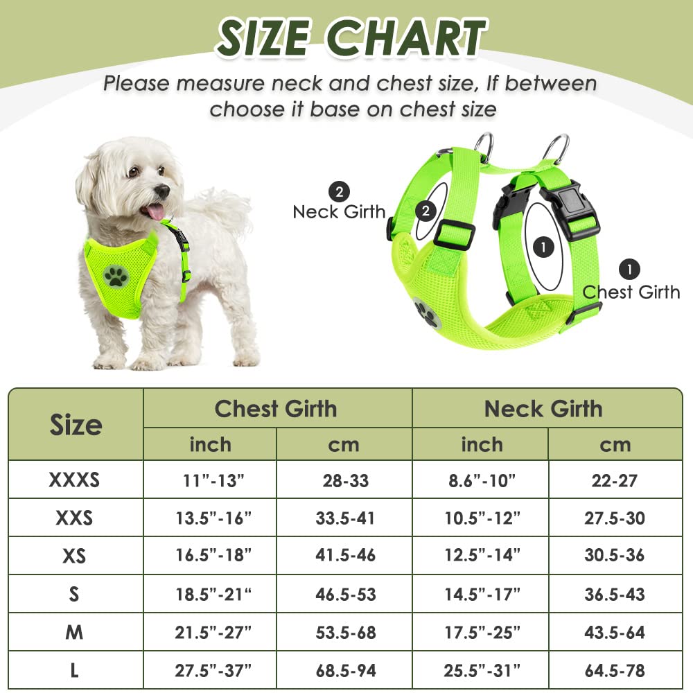 Slowton Dog Car Harness Seat Belt Set, Dog Vest Harness Adjustable Mesh Breathable & Vehicle Safety Seatbelt Tether With Elastic Bungee For Small Medium Large Pets (Lime Green, S)