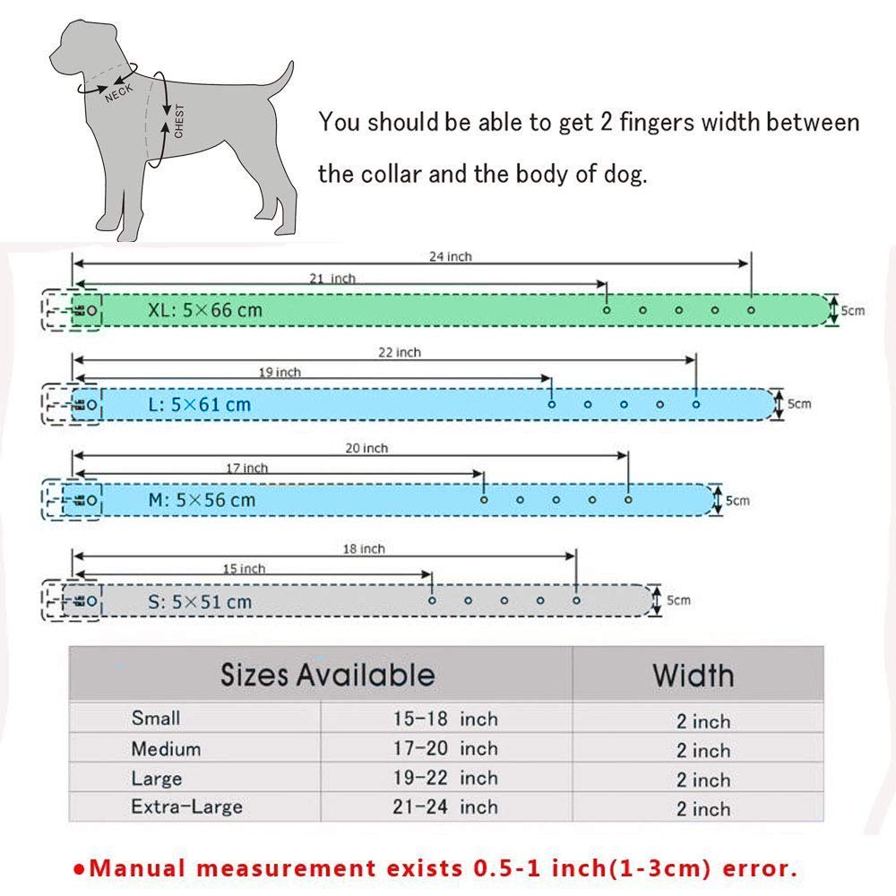 Haoyueer Sharp Spiked Studded Dog Collar 2 Inch Width Stylish Leather Dog Collars For Medium & Large Dogs Pitbull,Labrador,Boxer Rottweiler German Shepherd … (M, White)