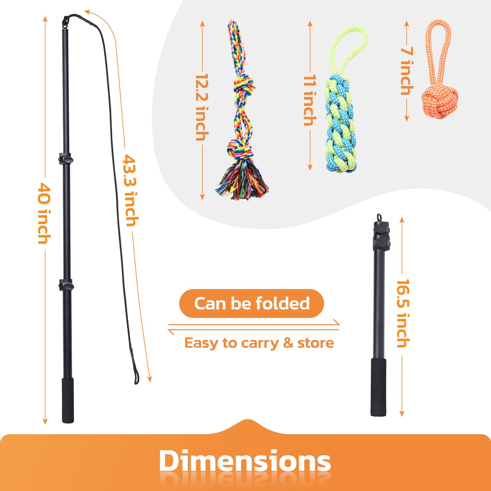 LOOBANI Flirt Pole for Dogs - Chase & Tug of War, Interactive Toys & Extendable Teaser Wand for Small Dogs Training & Exercise