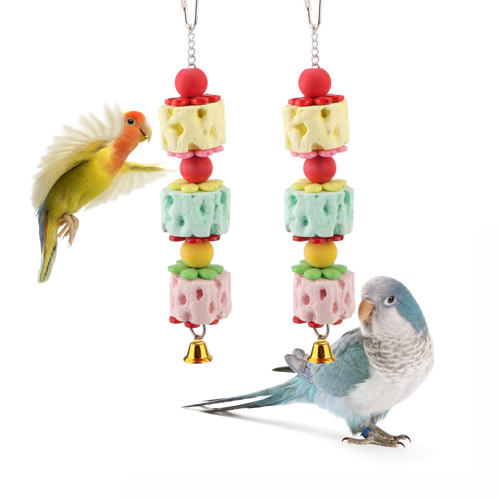 Wontee Bird Chewing Toys Bird Beak Grinding Stone Parakeet Treats for Budgies Cockatiels Conures Quaker Senegal Parrot (Medium: 