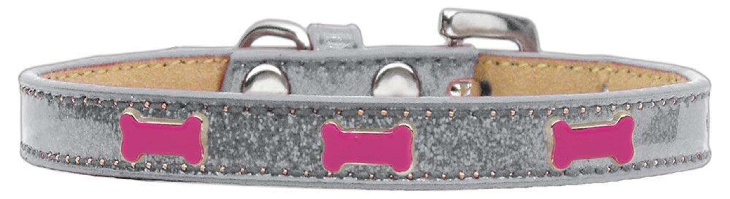 Mirage Pet Products 633-3 BK12 Pink Bone Widget Dog Collar Black Ice Cream, Size 12