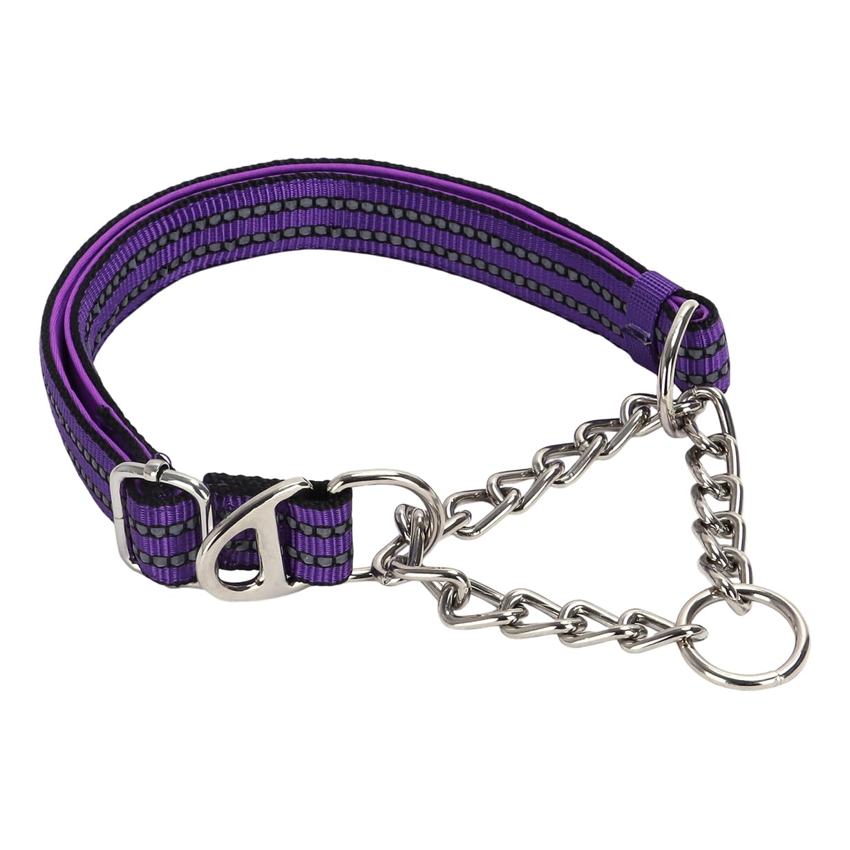 Purple Martingale Collar For Dogs, Medium Reflective Nylon Dog Chain Collar Adjustable Heavy Duty Martingale Dog Collar For Smal