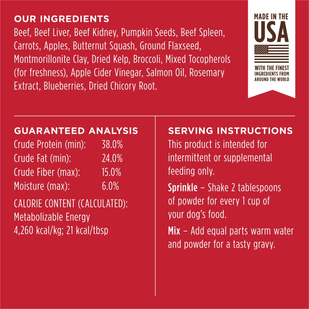 Instinct Raw Boost Shakers, Freeze-Dried Powder, Dog Food Topper - Beef, 5.5 oz. Bottle