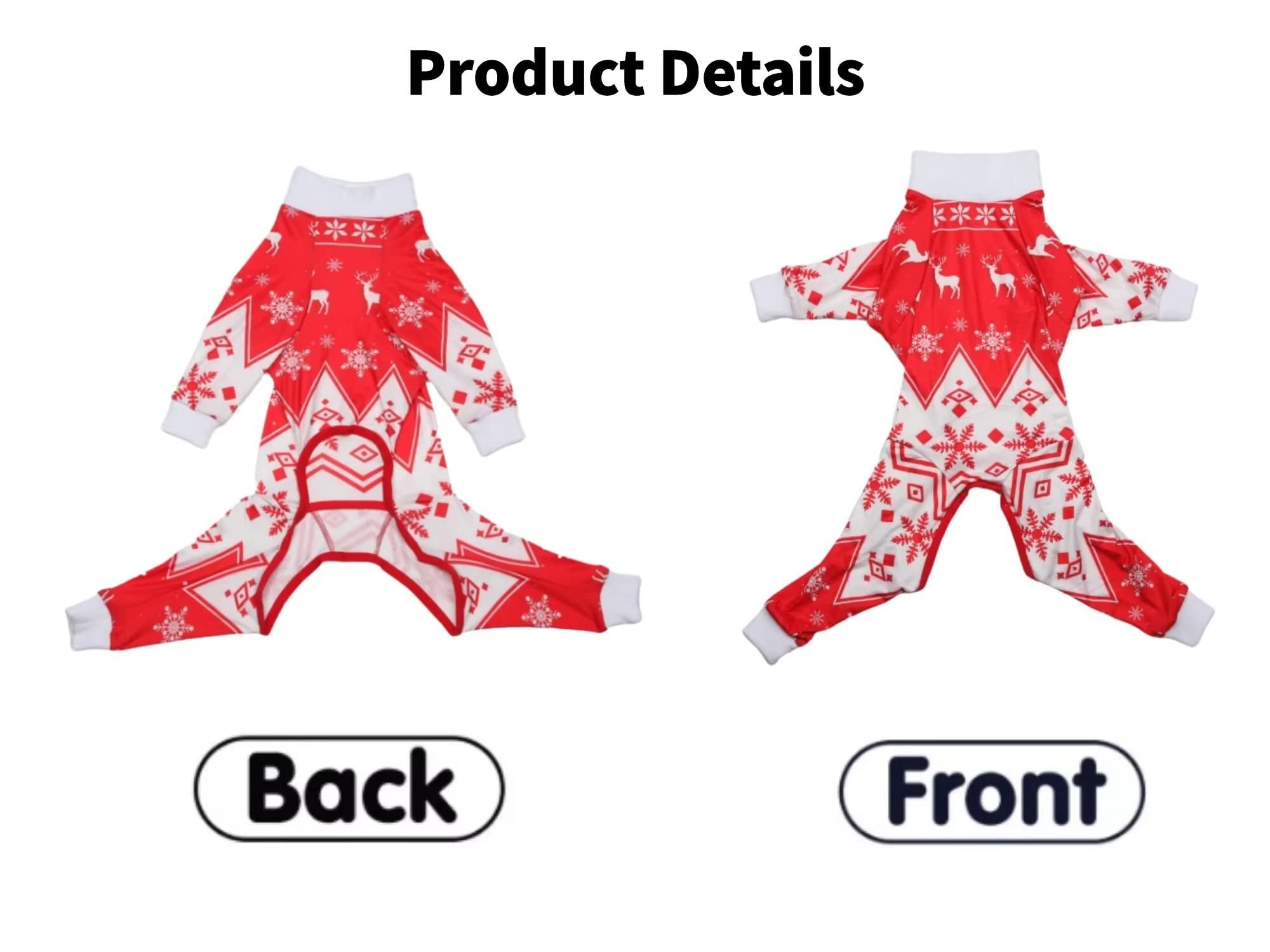Xqpetlihai Christmas Dog Clothes Dog Onesie Surgery Recovery Suit Dog Pajamas for Large and Medium Dog (XS,CH)