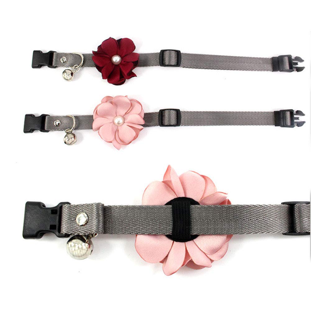 Petfavorites Geranium Flower Cat Dog Collar Bow Tie - Nylon Puppy Necklace With Pearl Bell - Chihuahua Yorkie Clothes Costume Ou