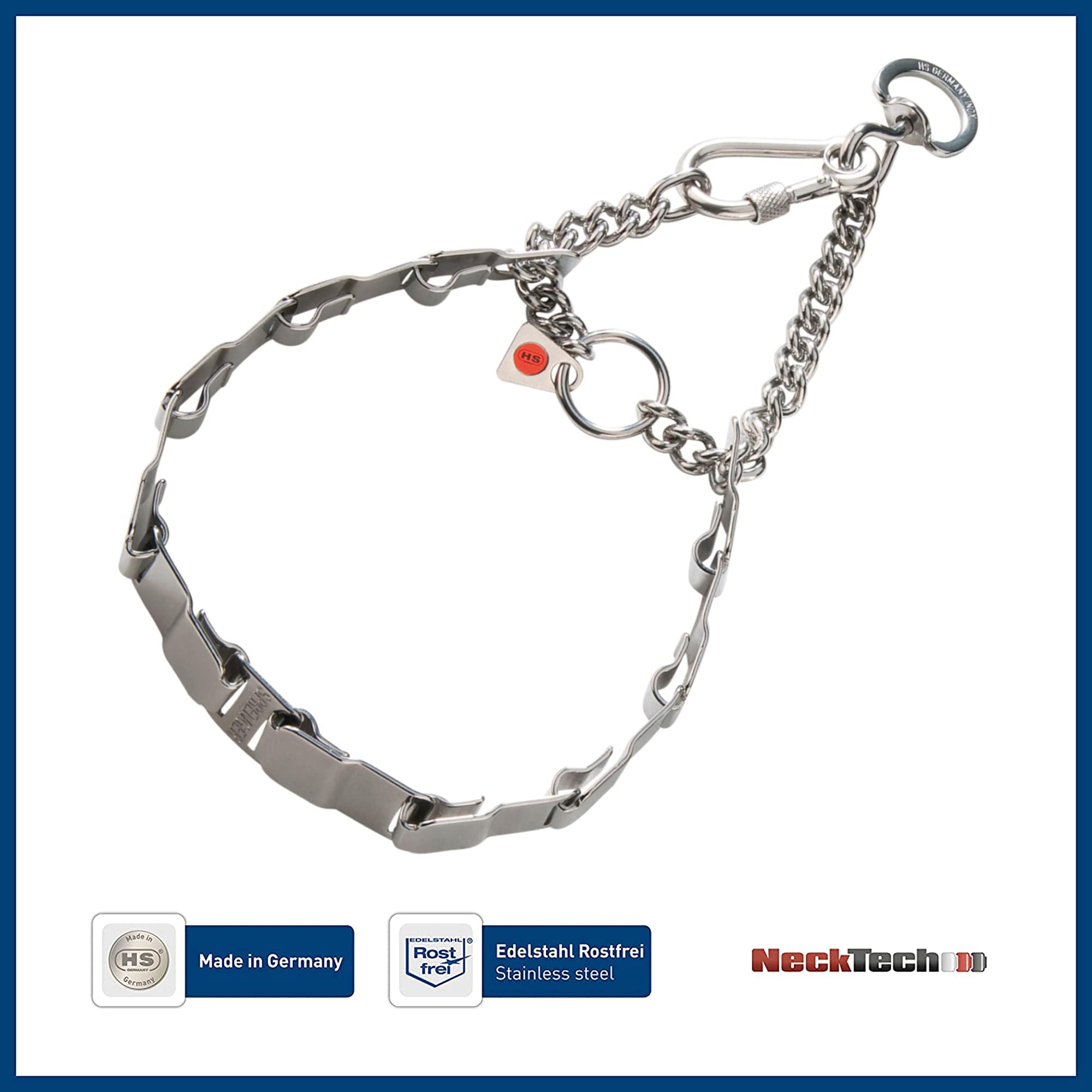 Herm Sprenger NeckTech Fun Stainless Steel Dog Training Collar Snap Hook No-Pull Collar with Swivel D-Ring for Medium Large Dogs