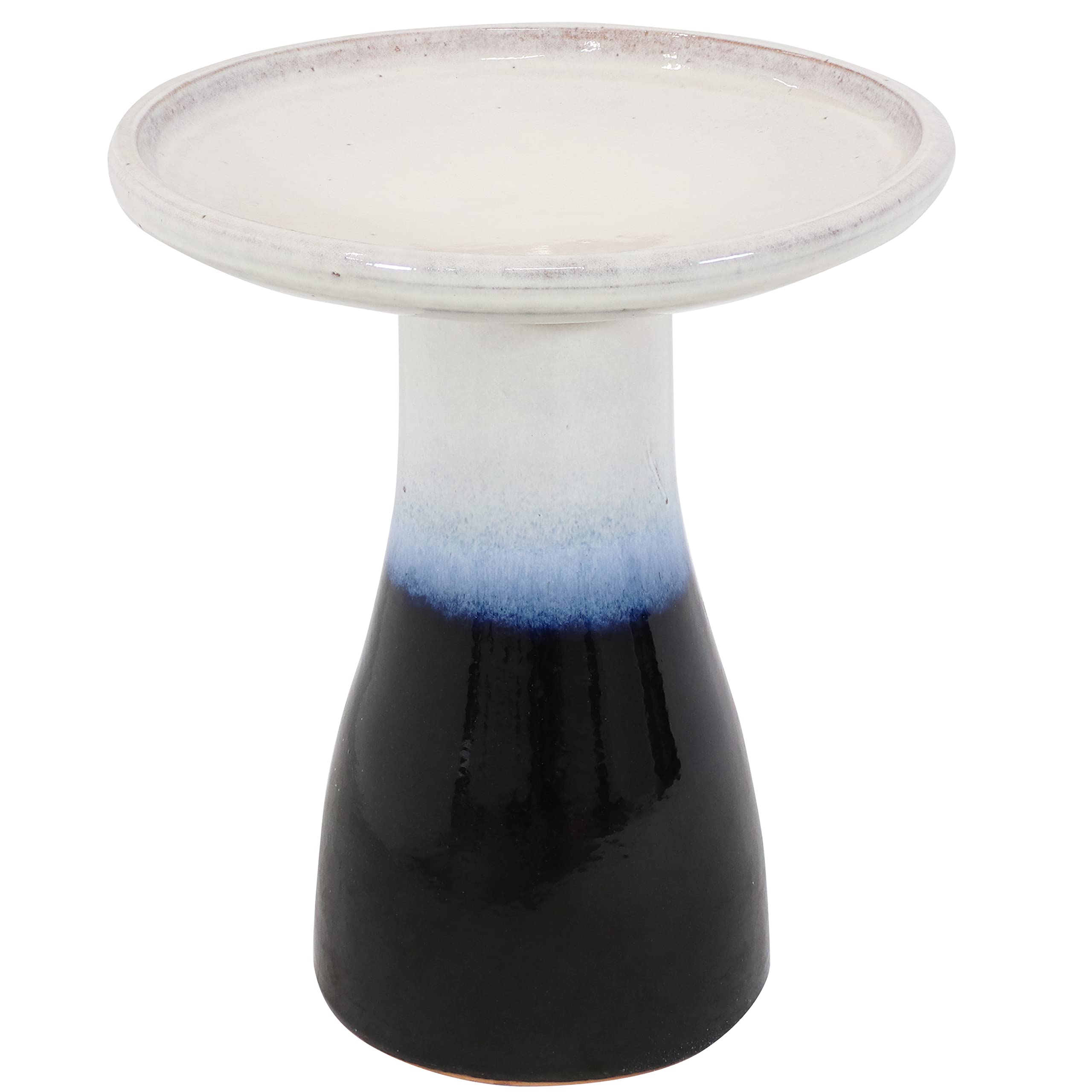 Sunnydaze 21-Inch H Ceramic Bird Bath for Outside - Hand-Painted Outdoor Bird Bath Bowl, UV/Frost-Resistant Finish - Twilight