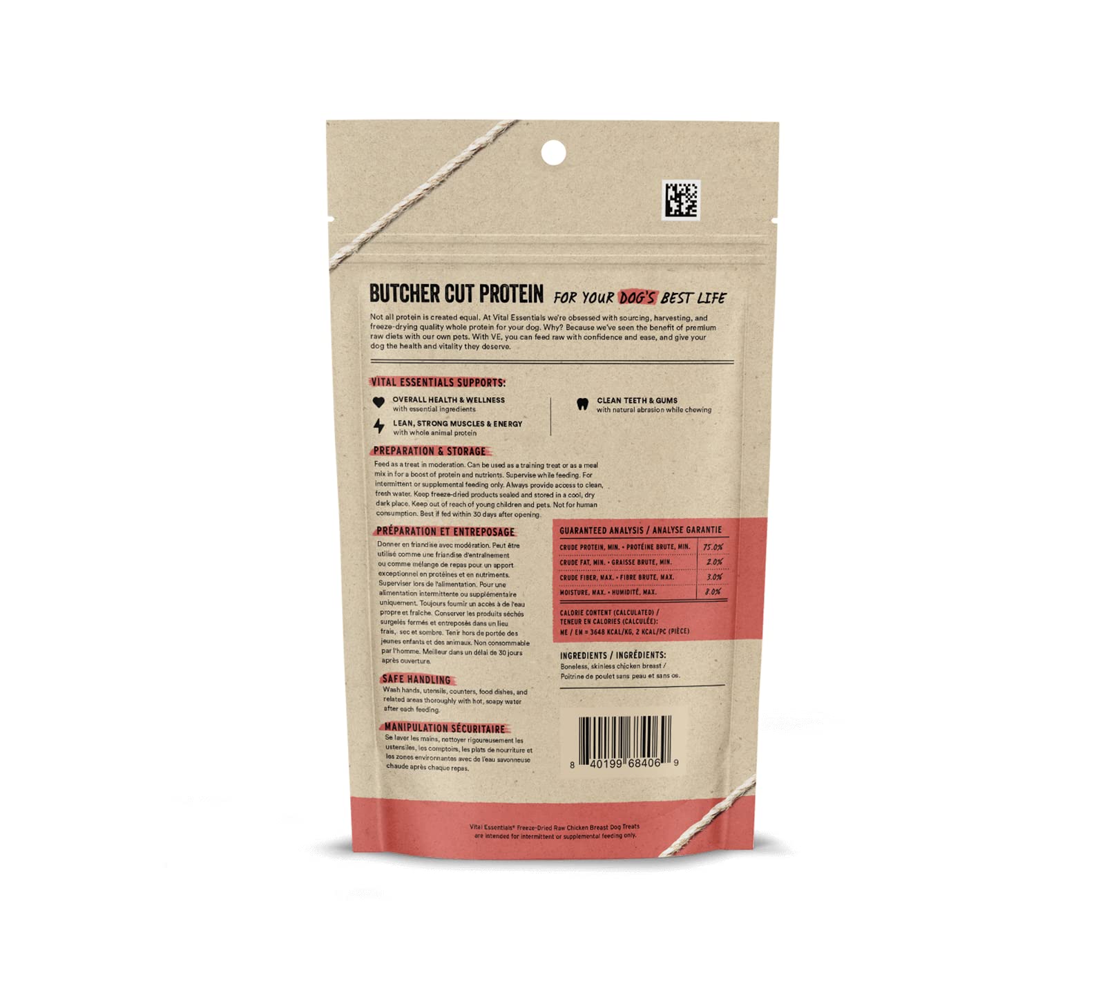 Vital Essentials Freeze Dried Raw Single Ingredient Dog Treats, Chicken Breast, 2.1 oz