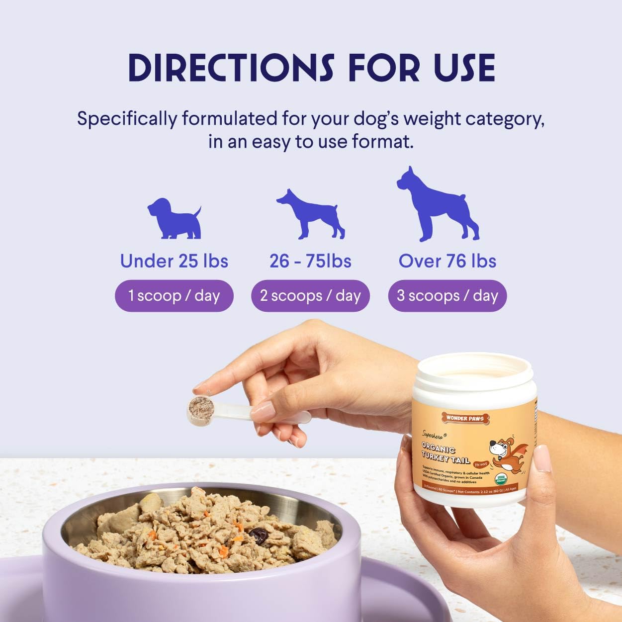 Wonder Paws Organic Turkey Tail Mushroom for Dogs - Powerful Turkey Tail for Dogs Mushroom Powder for Immunity, Respiratory, Dig