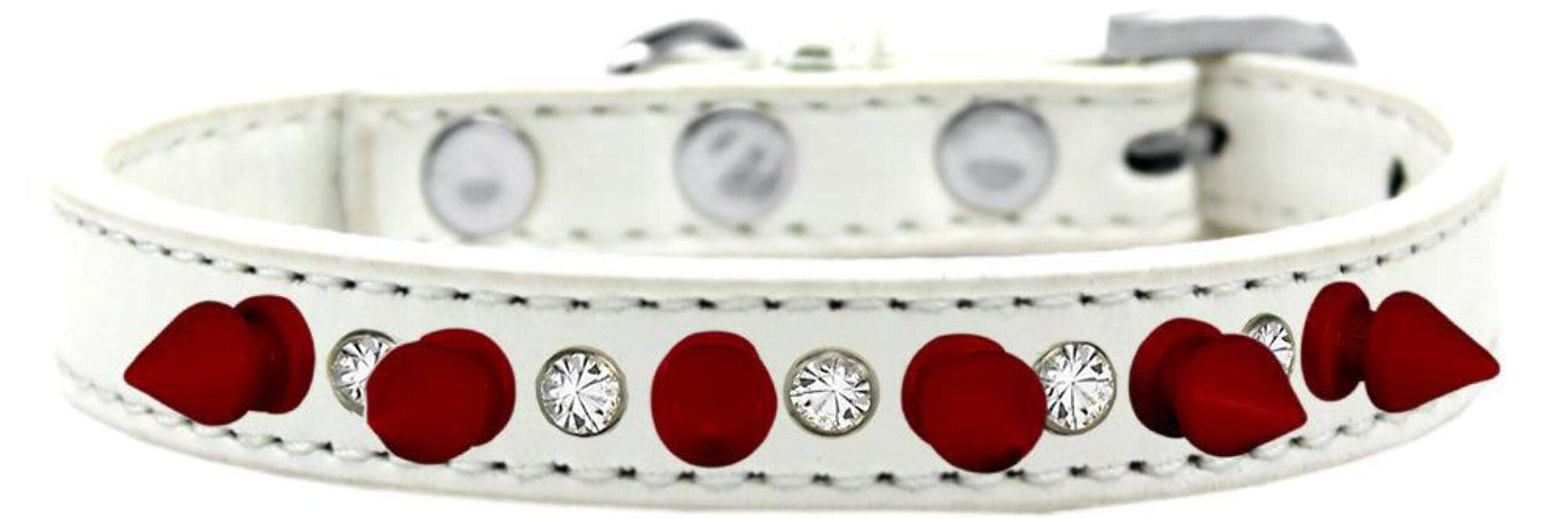 Mirage Pet Products Crystal and Red Spikes Dog Collar, Size 16, Lavender