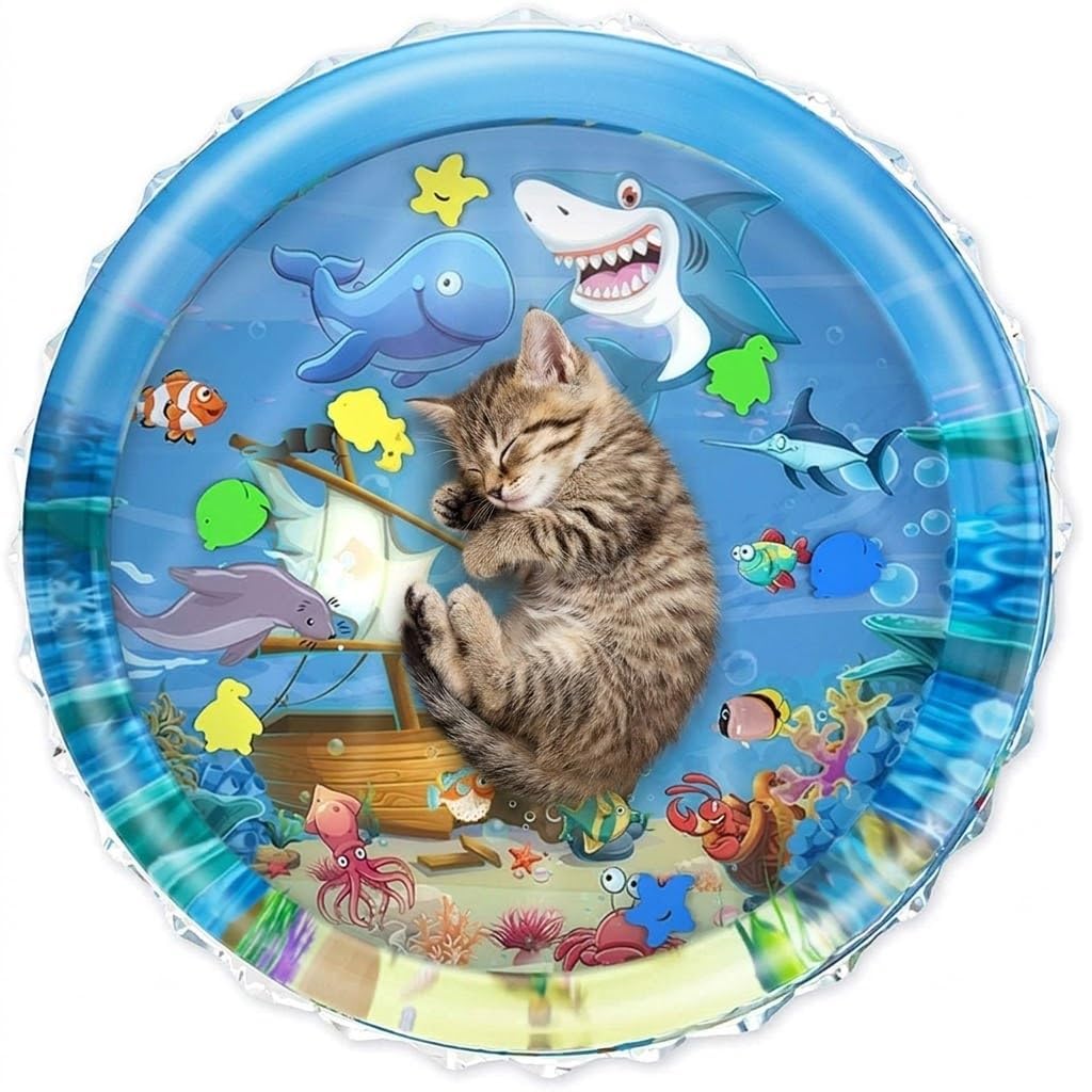 Limbakshit Interactive Water Mat For Cats & Dogs  Portable Pet Playmat, Cute Cartoon Design, NonSlip Cooling Pad, Fun & Engagin
