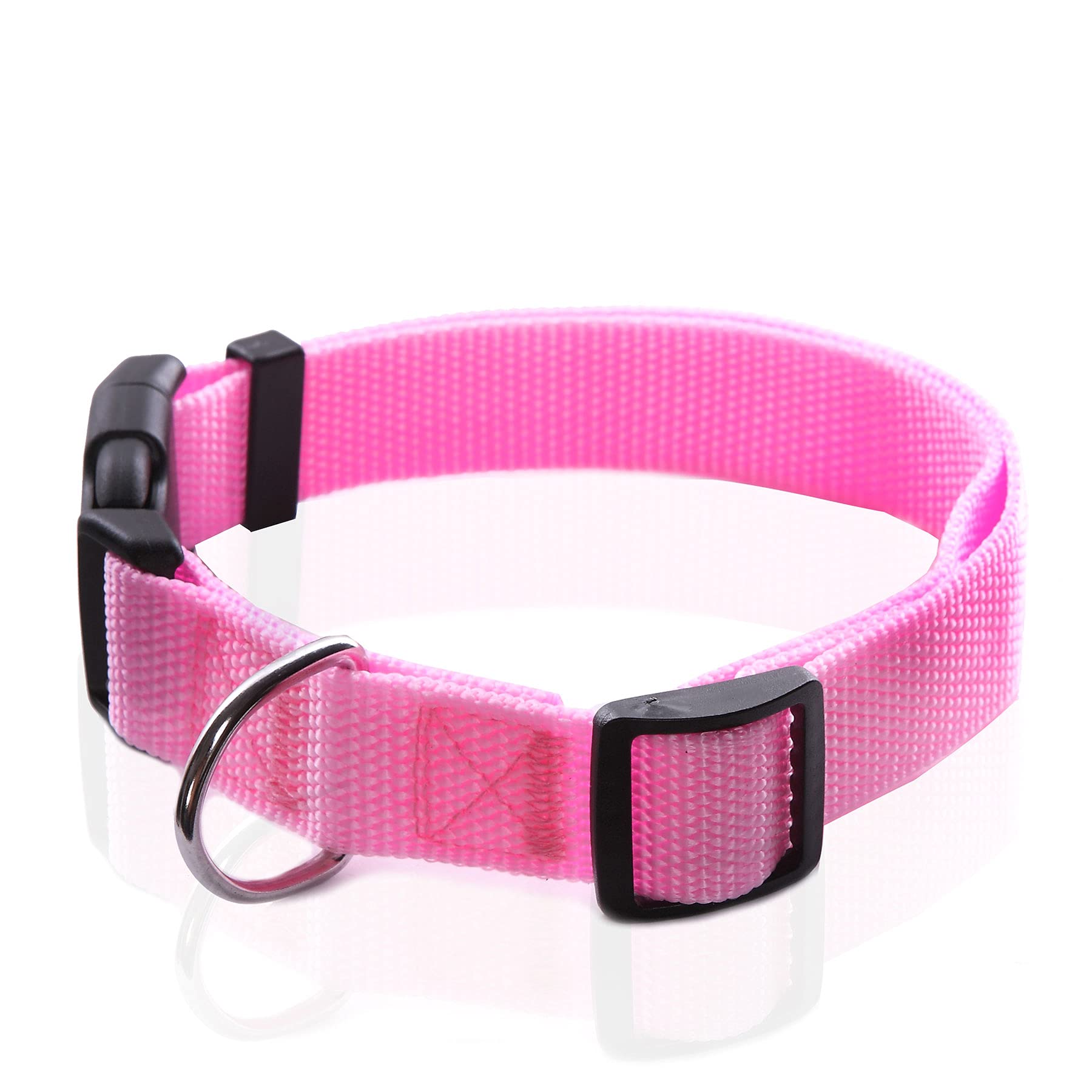 Adjustable Nylon Dog Collar, Durable Pet Collar 1 Inch 3/4 Inch 5/8 Inch Wide, For Large Medium Small Dogs (S( 5/8' X 11-16'), Pink)