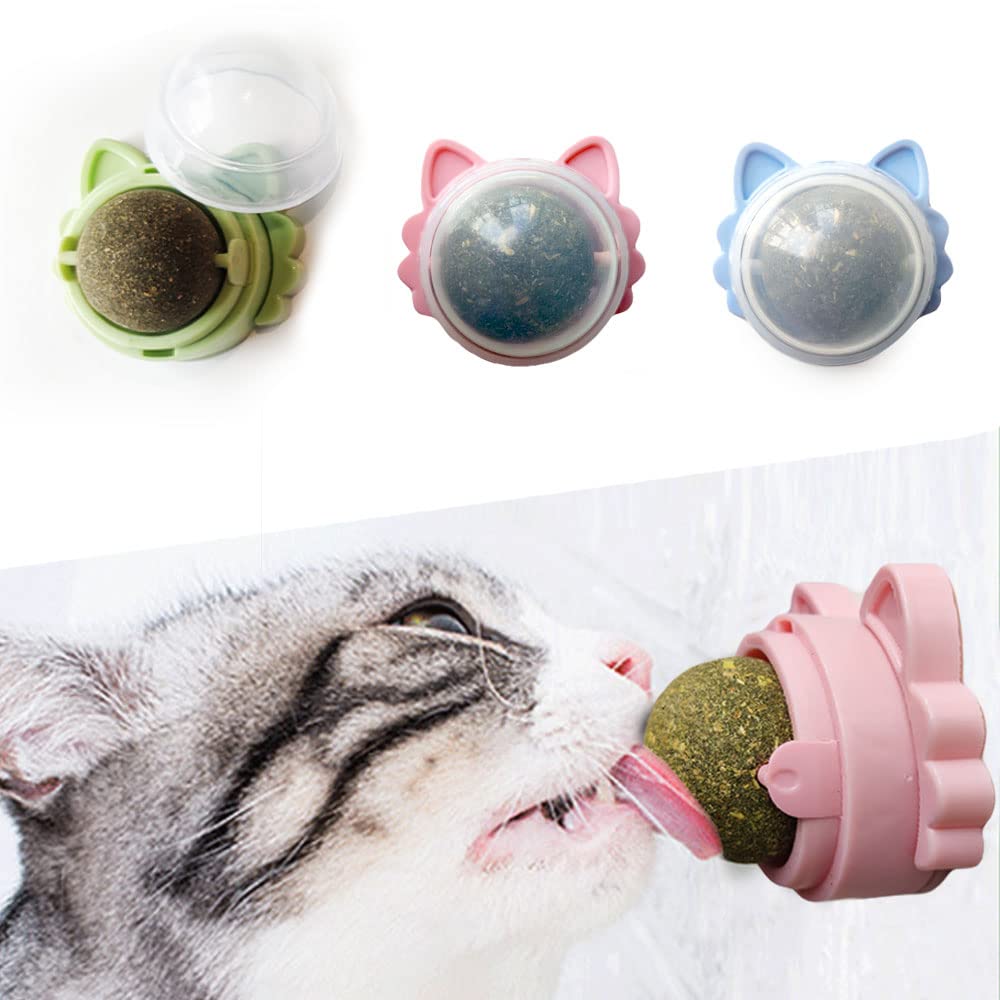 Oncpcare 3 Pack Rotatable Edible Catnip Balls For Cats Wall Cat Mints Catnip Ball Toys For Indoor Cats Cat Removal Hairball Toys Catnip Balls Treats For Kitten Kitty Playing Chewing