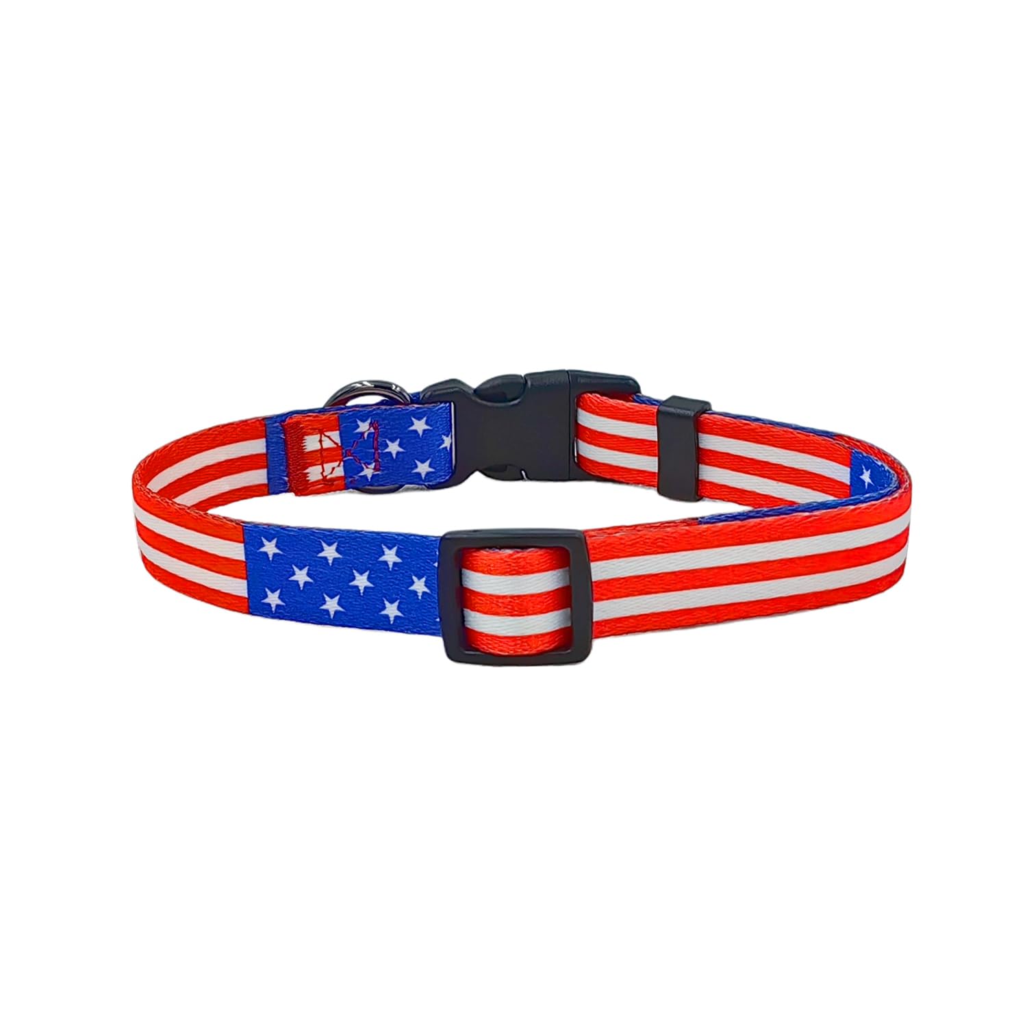 Olahibi Basic Dog Collar, American Flag Pattern, Soft And Durable Polyester Material, Adjustable Length, For Medium Dogs.(M, Us