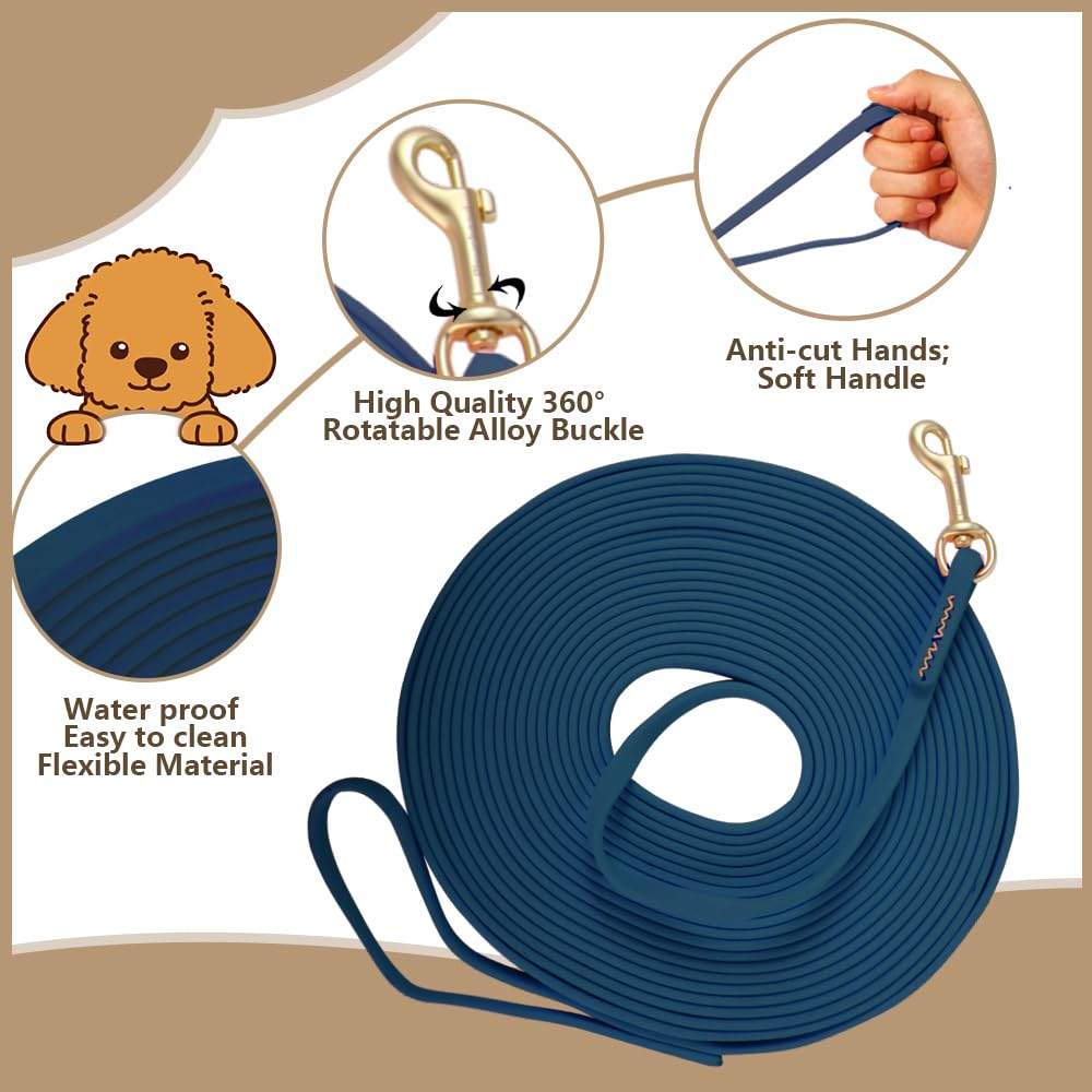 Long Leash Waterproof Dog Training Leash, Outdoor Longline Dog Leash For Training, Yard, Play, Beach, Camping