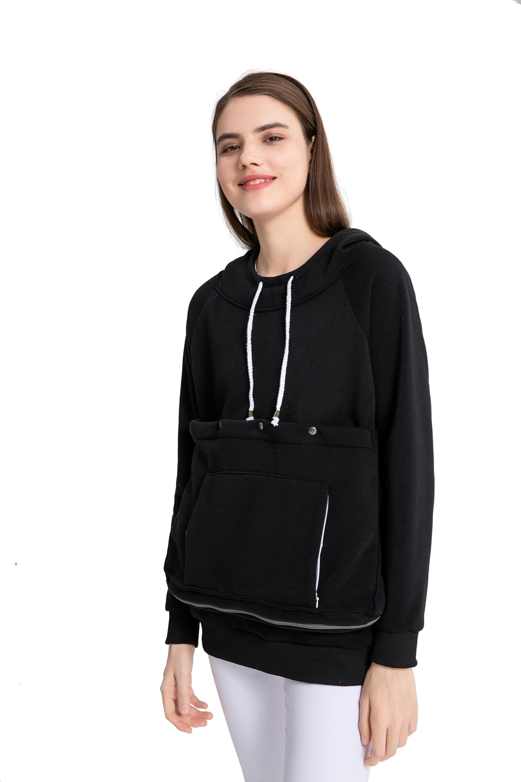 Kei Tomlison Pet Cat Dog Pouch Hoodie Small Animal Carrier - Kitten Puppy Pouch Sweatshirt Holder Fleece Unisex Hoodies Black