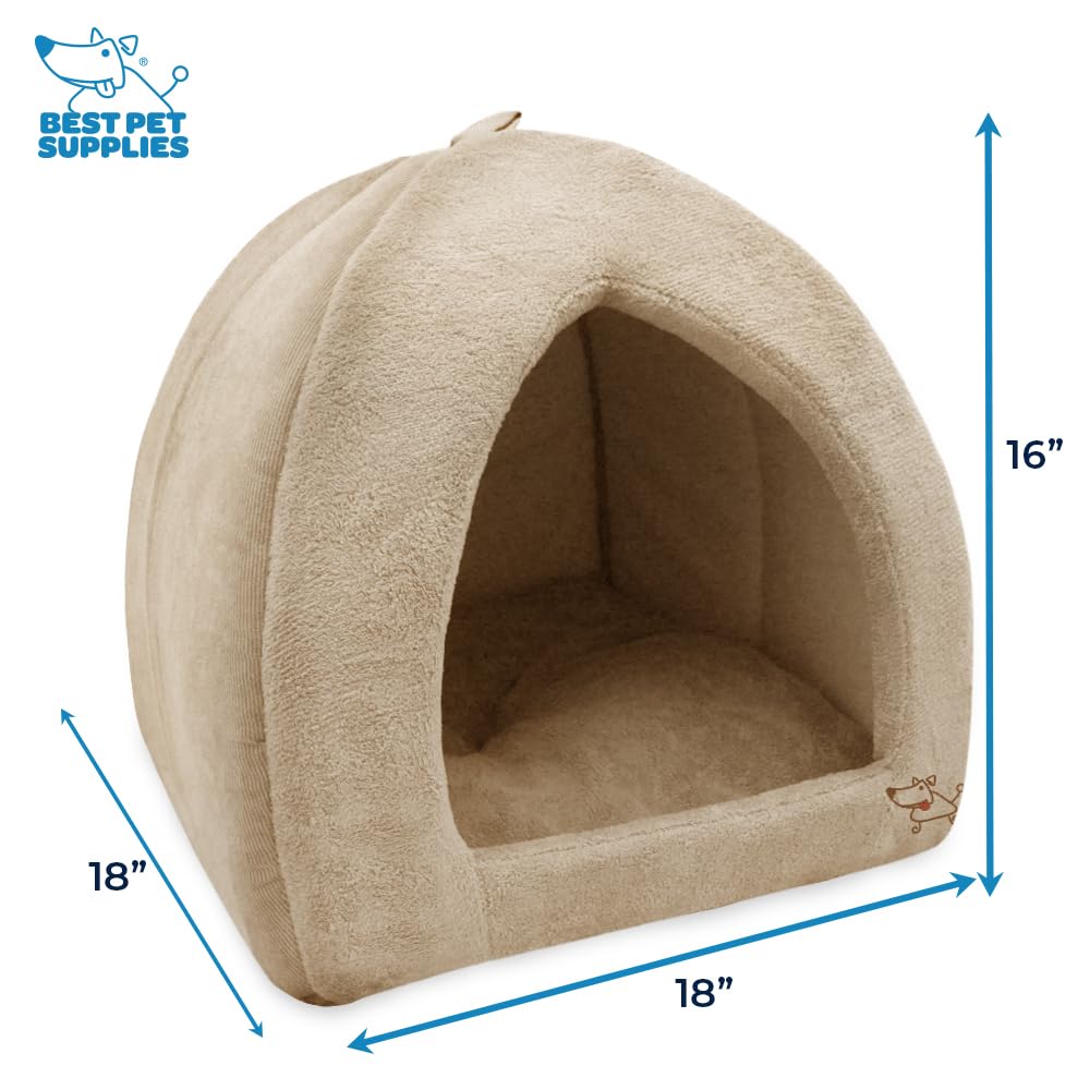 Pet Tent-Soft Bed For Dog And Cat By Best Pet Supplies - Tan, 18'' X 18'' X H:16''