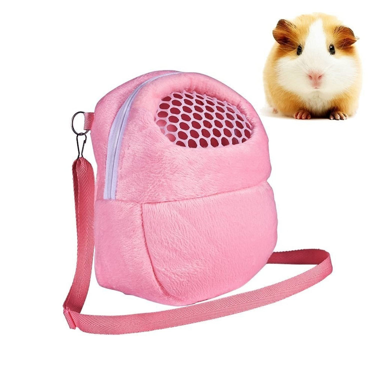 1 Pcs Portable White Mesh African Hedgehog Hamster Breathable Pet Dog Carrier Bags Handbags Puppy Cat Travel Backpack (M, White Mesh - Pink, 18 X 22Cm/7 X9 Inch)