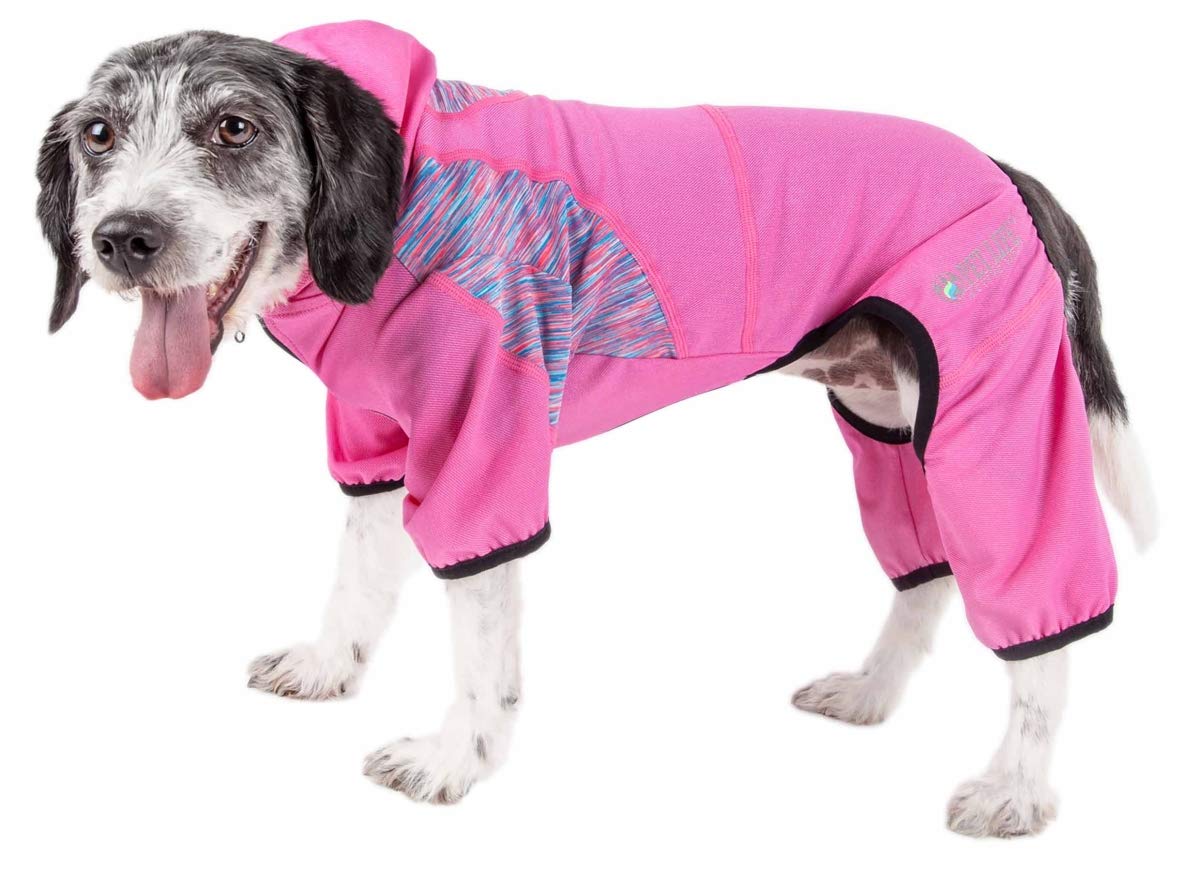 Active Pawsterity Heathered Performance 4-Way Stretch Two-Toned Full Bodied Hoodie - Pink  Medium