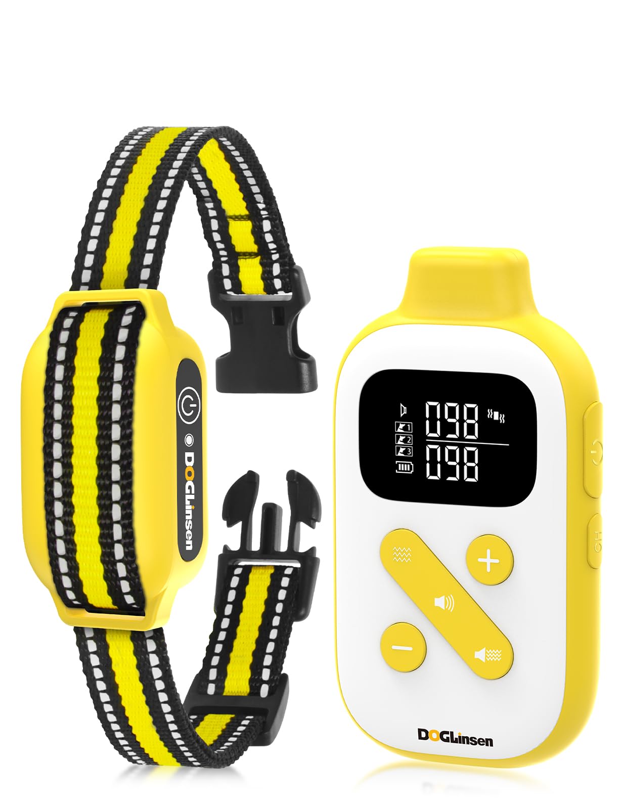 Doglinsen No Shock Dog Training Collar With Remote 2800Ft, Vibrating Dog Collar For Small, Medium, Large Dogs (Yellow)