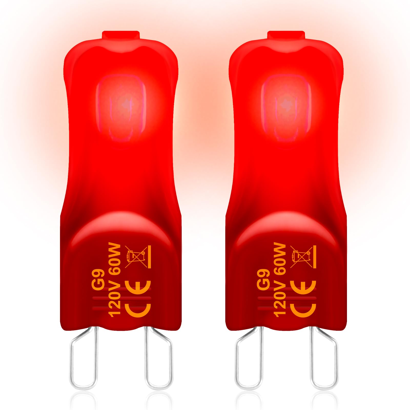 Jaenmsa G9 Heat Lamp Bulbs For Reptile, 25W Lizard Tank & Bearded Dragon Accessories,Infrared Basking G9 Halogen Light Bulbs 2 Pin For Reptiles And Amphibian Use,Night Red,2 Pack